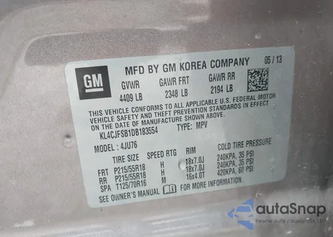 2013 Buick Encore Convenience из США, поврежденный, VIN KL4CJFSB1DB183554